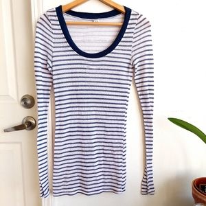 Free people white stripe long sleeve blouse small